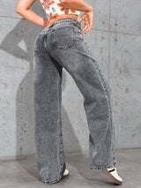 Neat Line Fit Denim Jeans – High Rise Denim Jeans Back View – Glossia Fashion