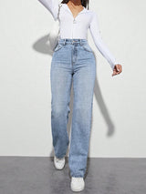 Ultra Ease Straight Fit – Blue Straight Fit Jeans – Glossia Fashion