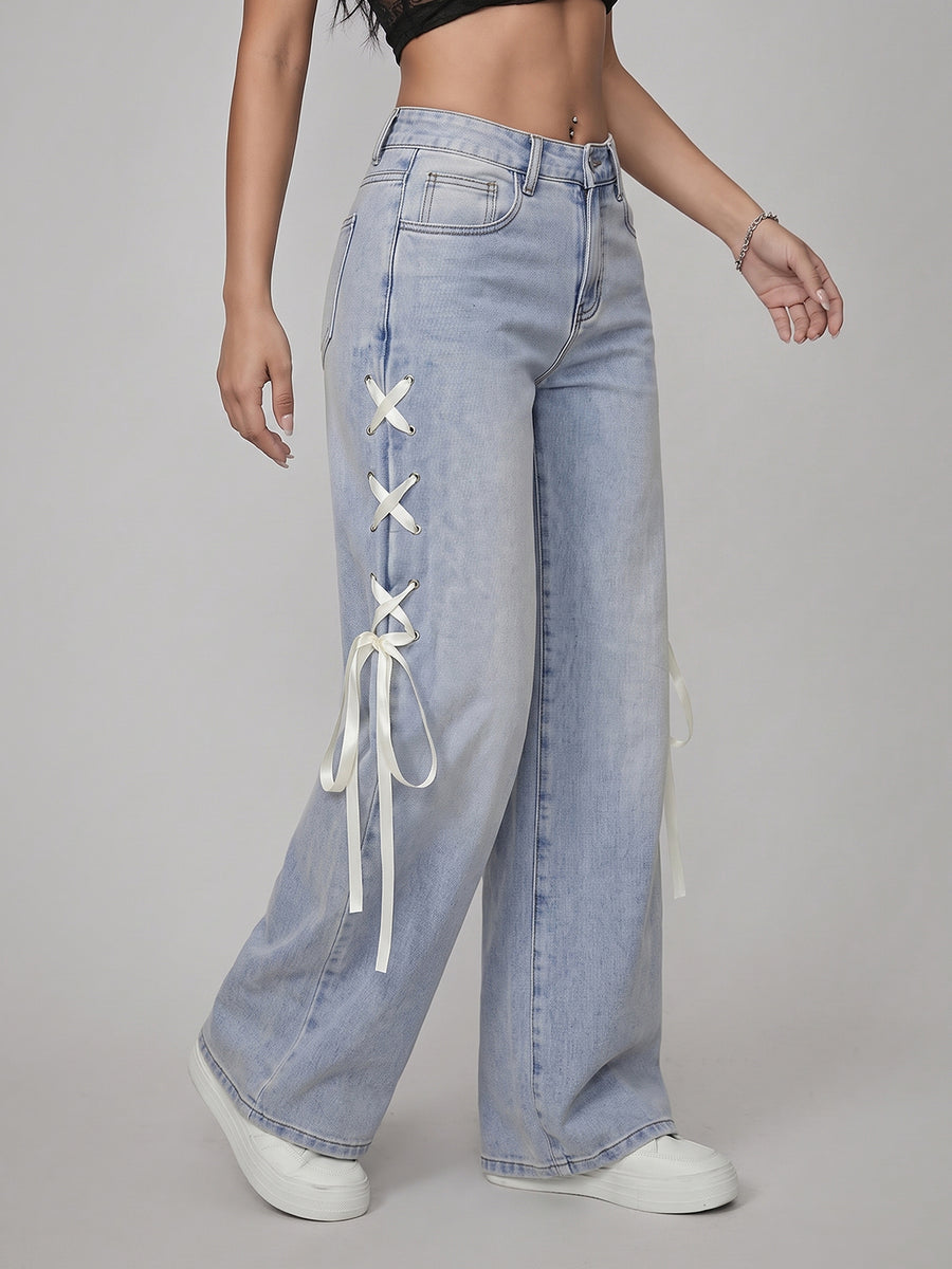 Pointe Taken Ribbon Wide Legs – Light Blue