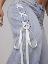 Pointe Taken Ribbon Wide Legs – Light Blue