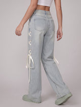 Pointe Taken Ribbon Wide Legs – Light Green Tint