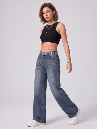Main Character Wide Leg Jeans – Brown Blue