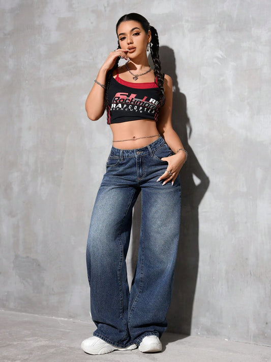 Midnight Acid Wash Wide-Leg Denim