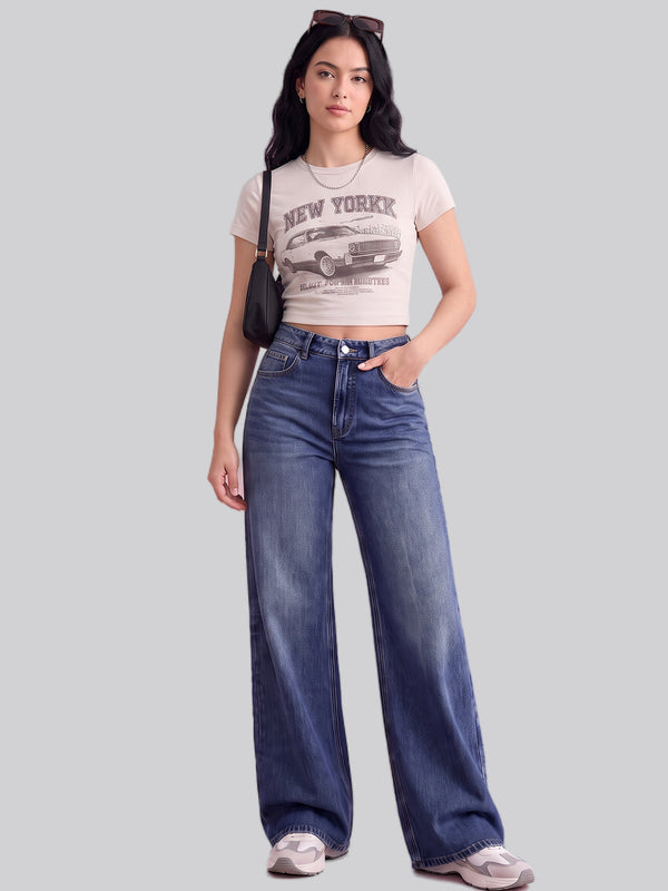 Main Character Wide Leg Jeans – Dark Blue