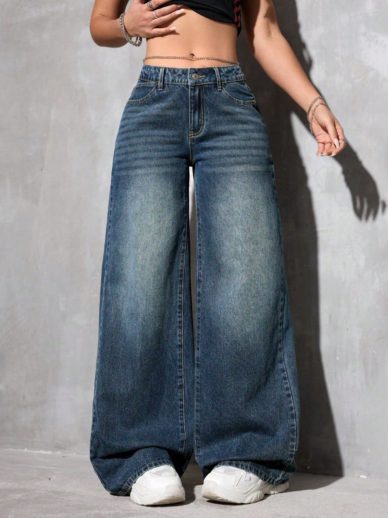 Indigo Tint Wide-Leg Jeans