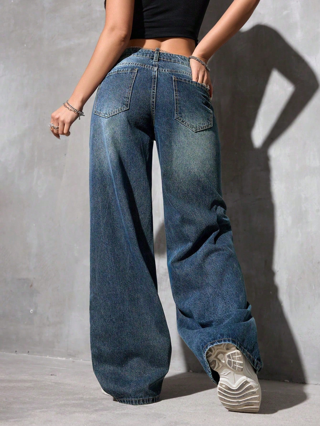 Indigo Tint Wide-Leg Jeans