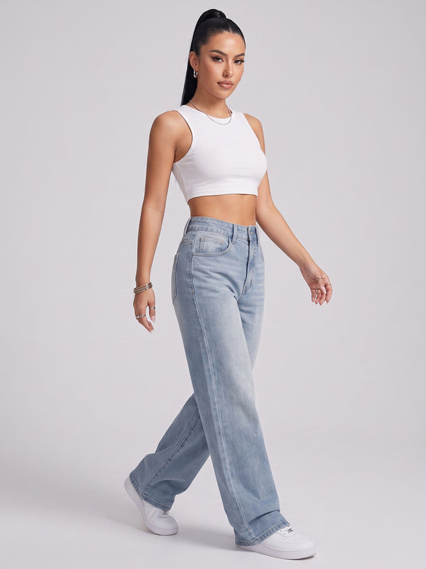 Ice Blue Wide-Leg Denim