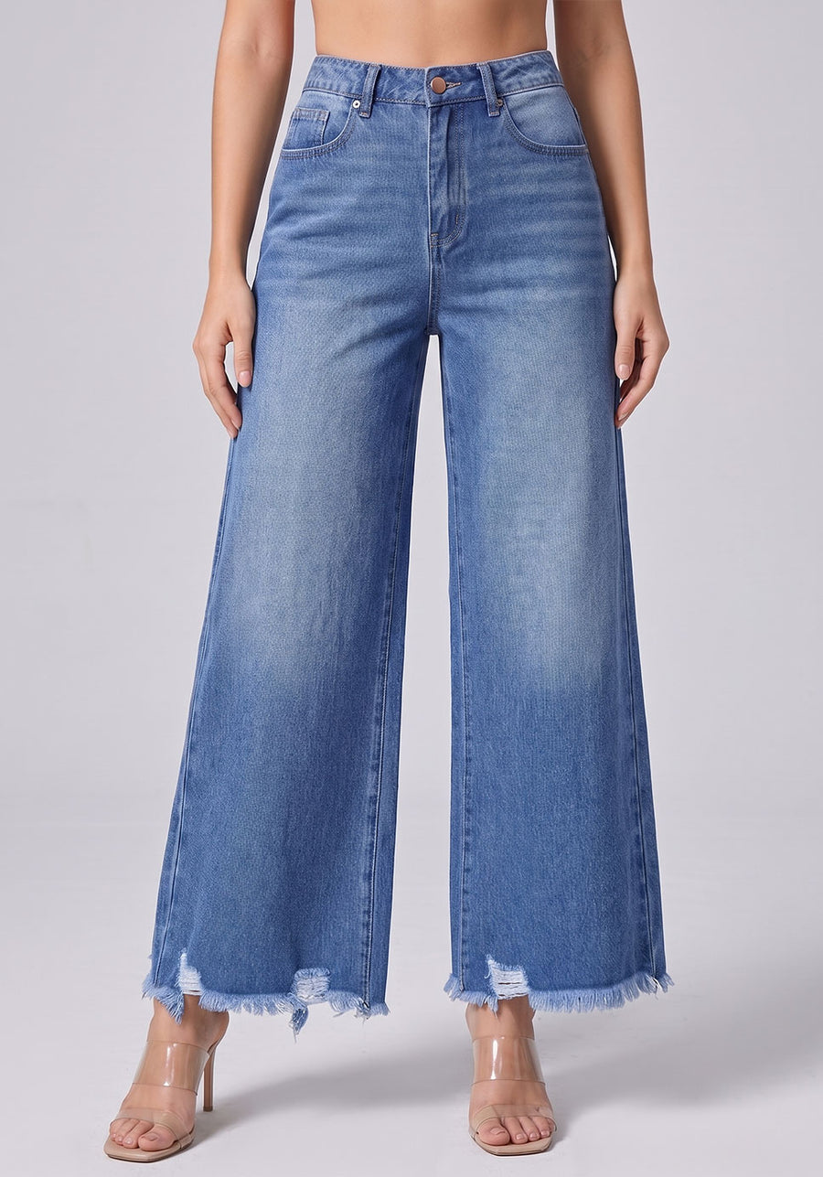 Frayed and Unbothered Cropped Wide Legs