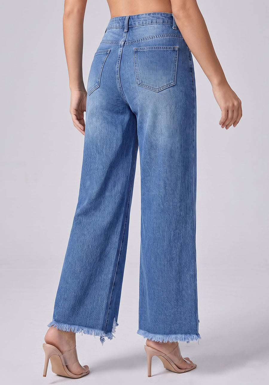 Frayed and Unbothered Cropped Wide Legs
