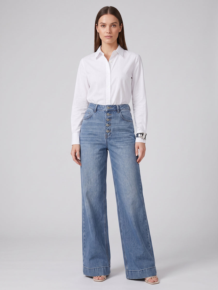 Ice Blue Wide-Leg Denim (Copy) (Copy)