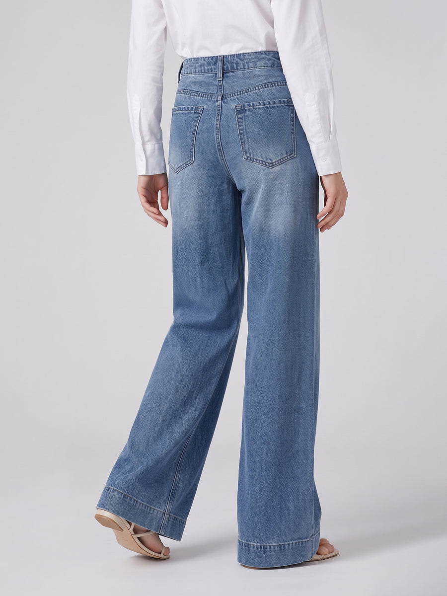 Ice Blue Wide-Leg Denim (Copy) (Copy)