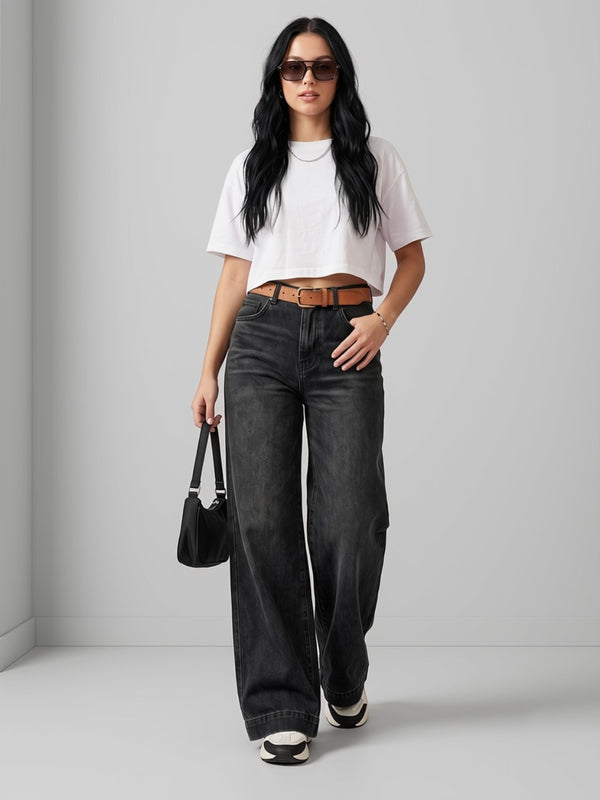 Effortless Era Wide Leg Jeans – Black