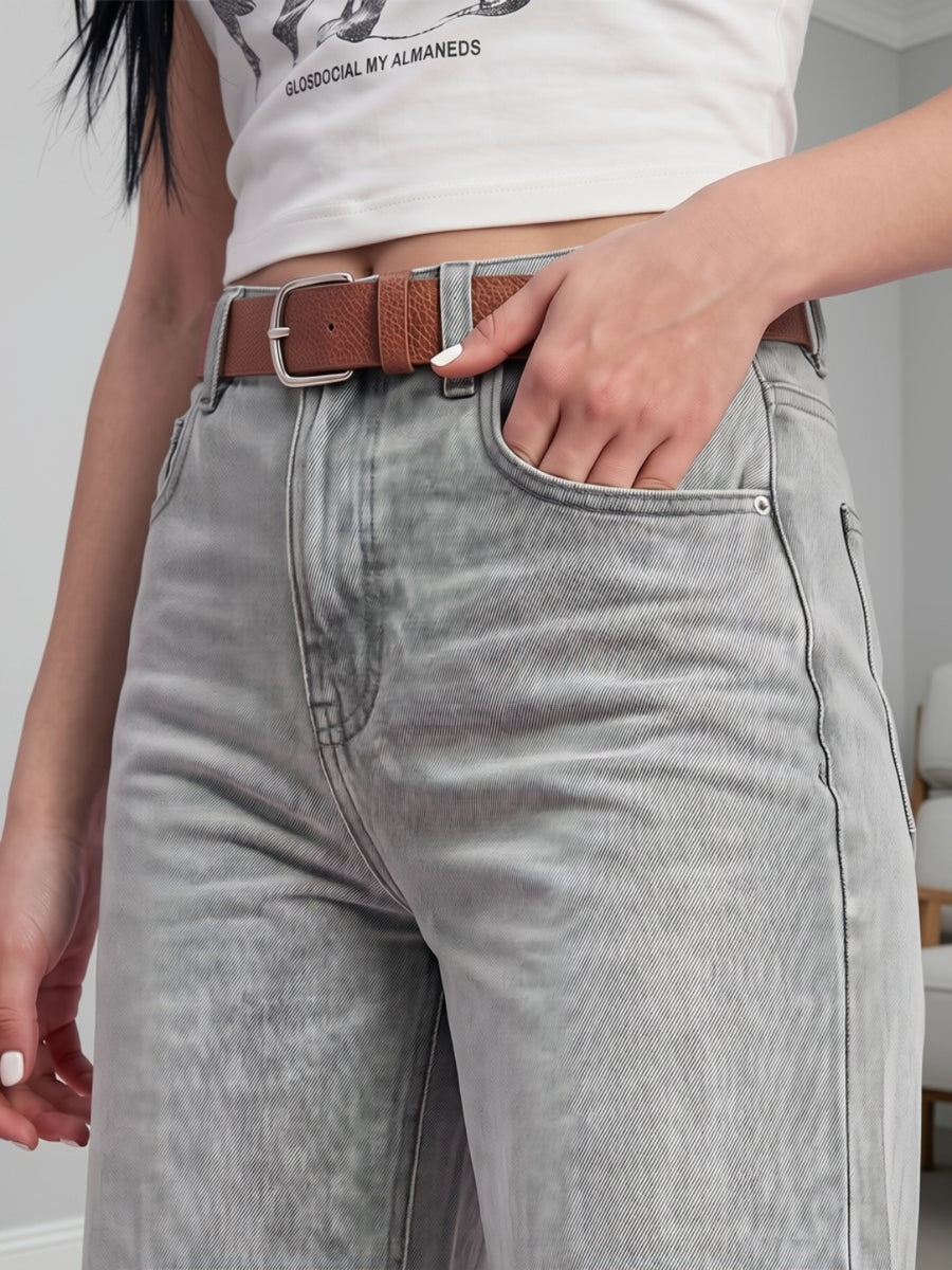 Effortless Era Wide Leg Jeans – Light Grey
