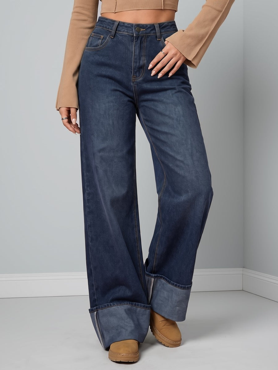 Cuff Culture Wide Leg Jeans – Dark Blue