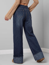 Cuff Culture Wide Leg Jeans – Dark Blue