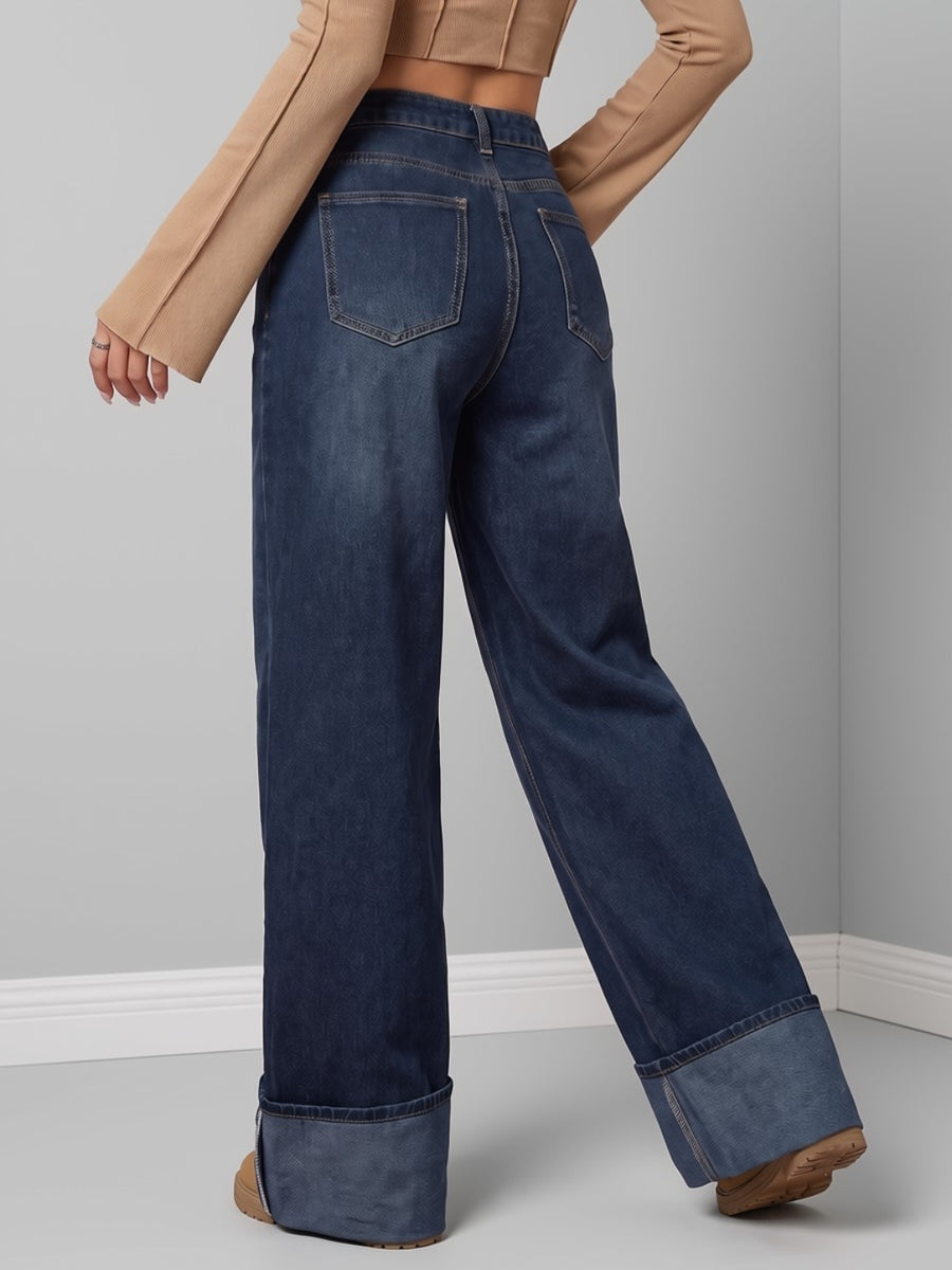 Cuff Culture Wide Leg Jeans – Dark Blue
