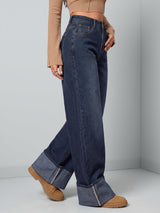 Cuff Culture Wide Leg Jeans – Dark Blue