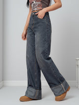 Cuff Culture Wide Leg Jeans – Grey Blue