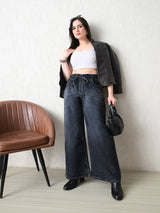 Graphite Grace Pull-On Wide-Leg – Black Wide-Leg Jeans – Glossia Fashion