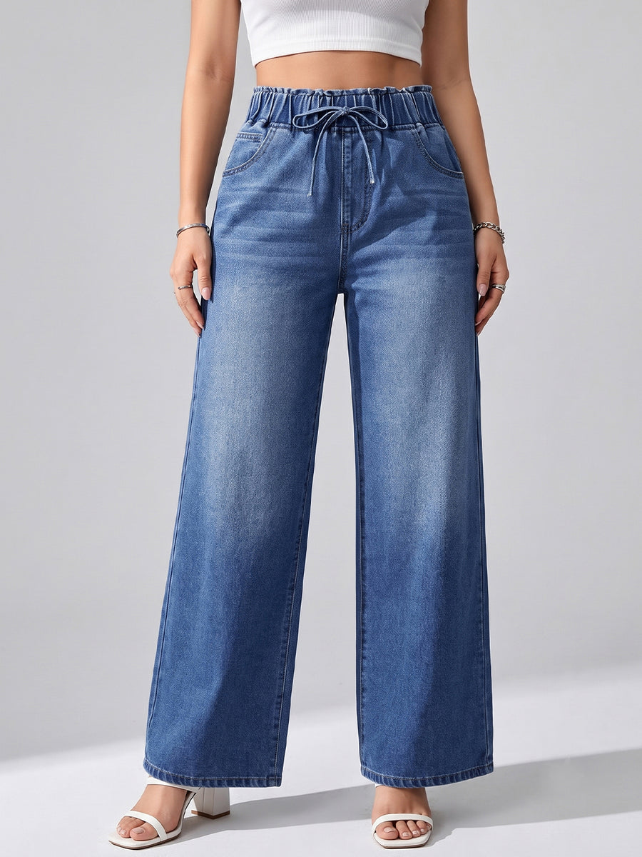 Soft Life Drawstring Wide Legs – Blue
