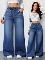 Cloud Feel High Waist Wide Denim – Blue Wide-Leg Jeans – Glossia Fashion
