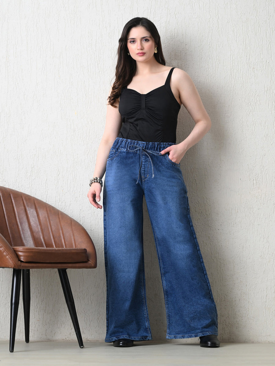 Bluewave Wide-Leg Jeans – Blue Wide-Leg Jeans – Glossia Fashion