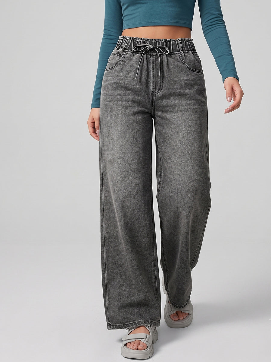Soft Life Drawstring Wide Legs – Grey