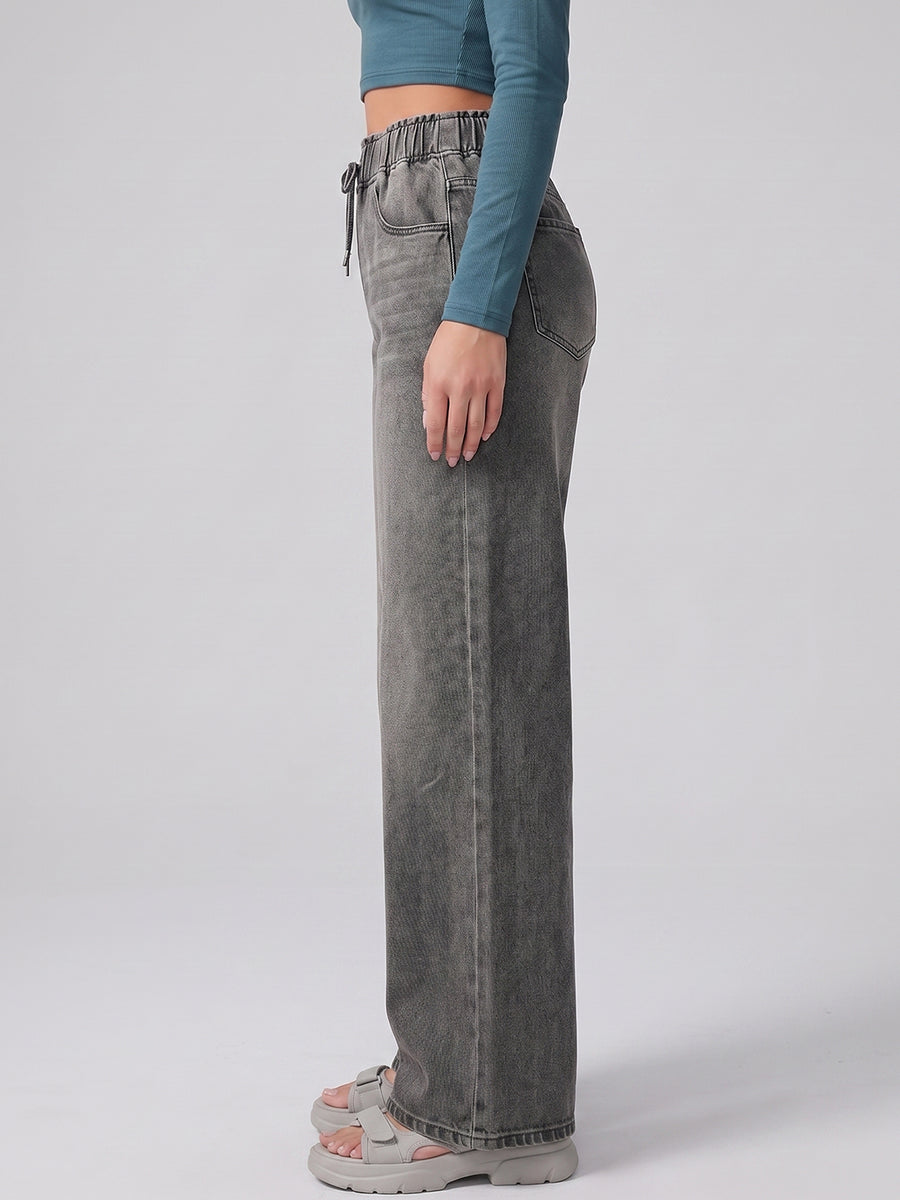 Soft Life Drawstring Wide Legs – Grey