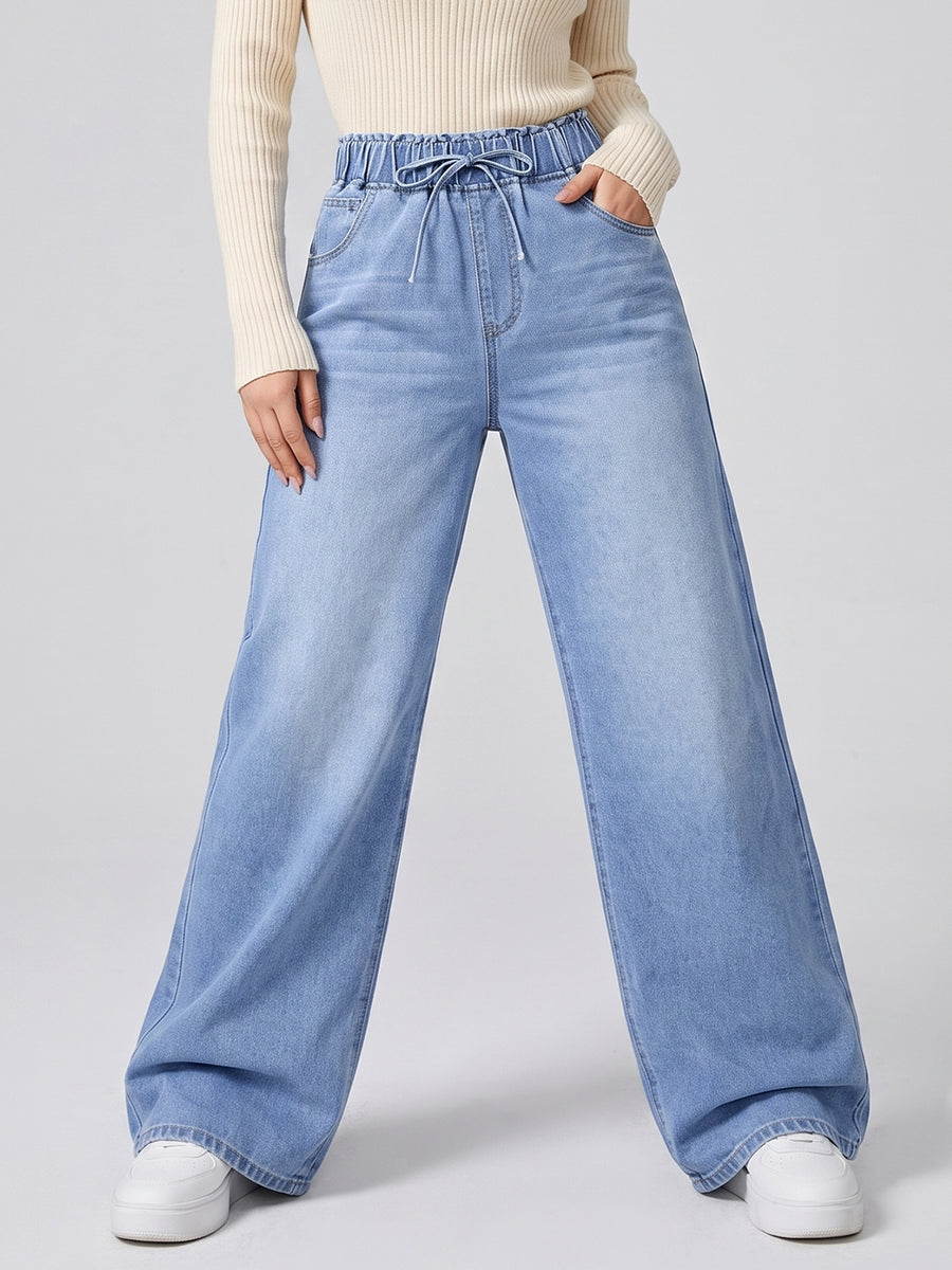 Soft Life Drawstring Wide Legs – Light Blue