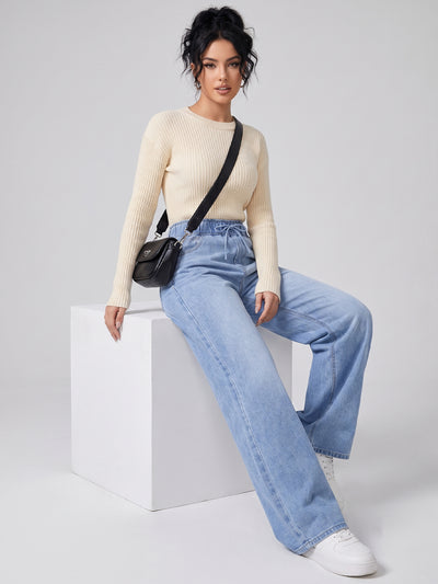 Soft Life Drawstring Wide Legs – Light Blue