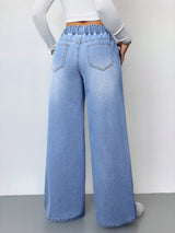 Arctic Blue Ease Wide-Leg Denim – Light Blue Wide-Leg Jeans Back View – Glossia Fashion