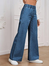 Blue Haven Wide Fit – Blue Wide-Leg Jeans Back View – Glossia Fashion