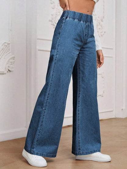 Blue Haven Wide Fit – Blue Wide-Leg Jeans Back View – Glossia Fashion
