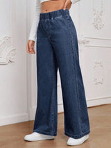 Deep Indigo Flow Jeans – Navy Blue Denim Jeans Back View – Glossia Fashion