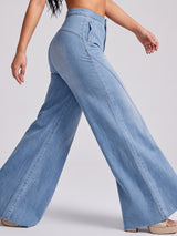 Seams Legit Panel Flares – Light Blue