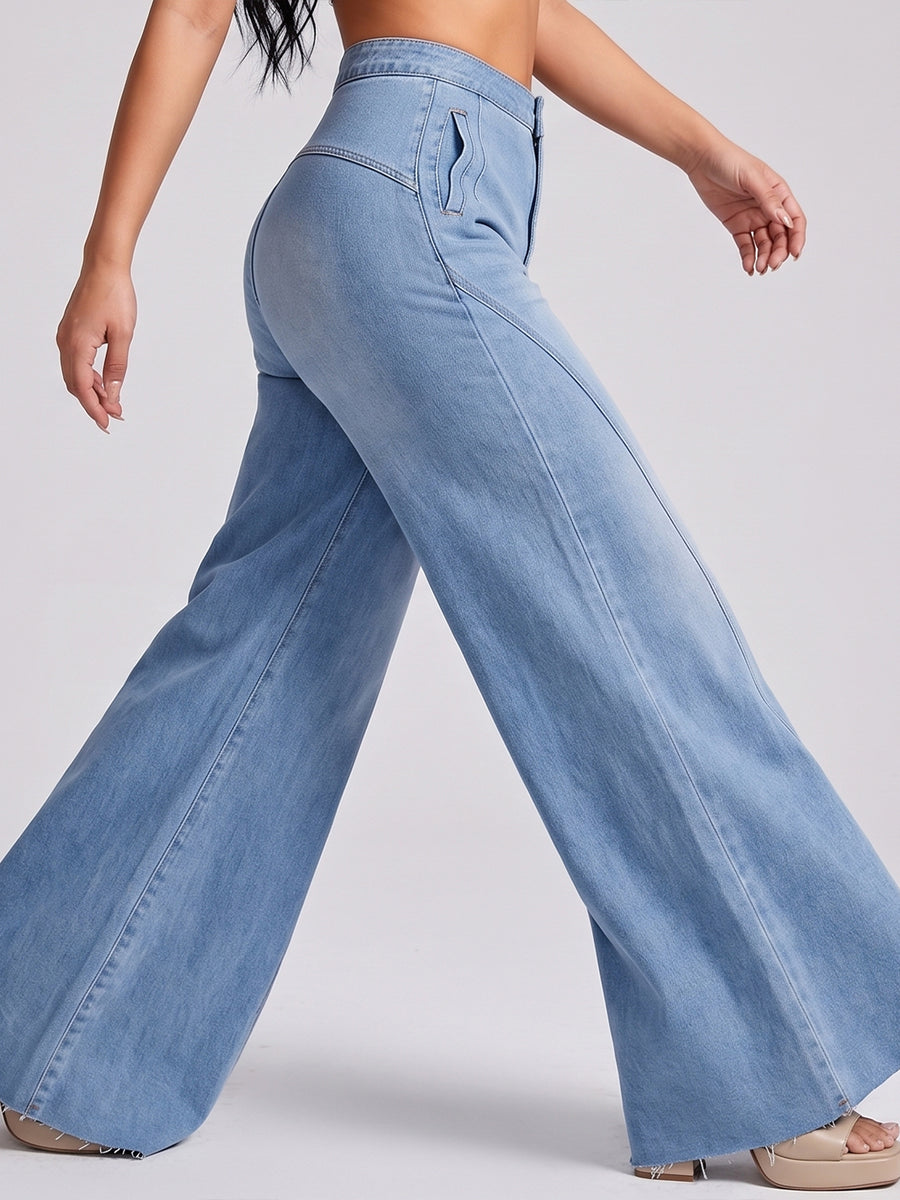 Seams Legit Panel Flares – Light Blue