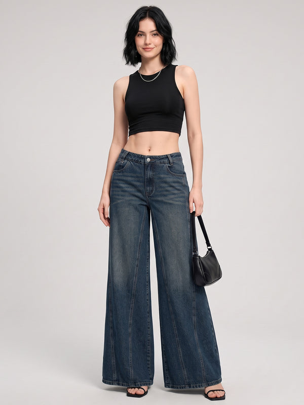 Big Swing Energy Palazzo Flares – Green Tint Blue