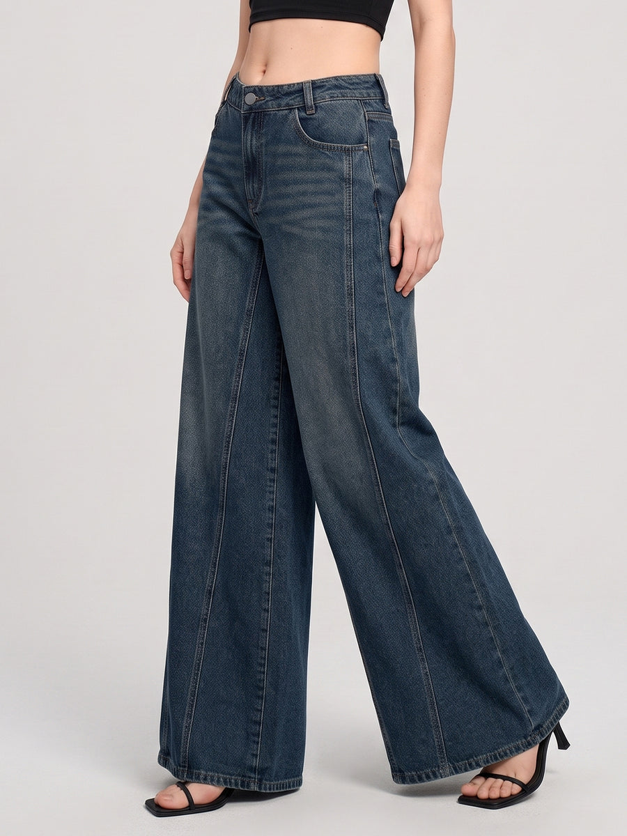 Big Swing Energy Palazzo Flares – Green Tint Blue