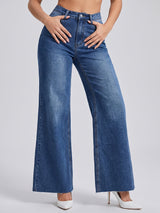 Raw Edge Romance Flared Wide Legs – Blue