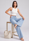 Raw Edge Romance Flared Wide Legs – Light Blue