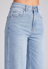Raw Edge Romance Flared Wide Legs – Light Blue
