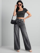 Long Story Tall Flared Wide Legs – Black