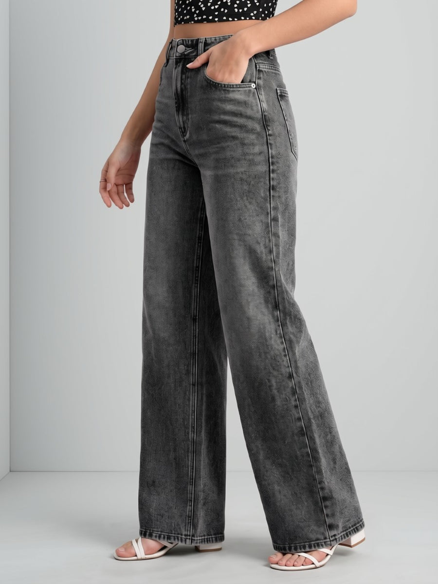 Long Story Tall Flared Wide Legs – Black