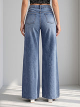 Long Story Tall Flared Wide Legs – Blue