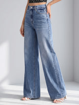Long Story Tall Flared Wide Legs – Blue