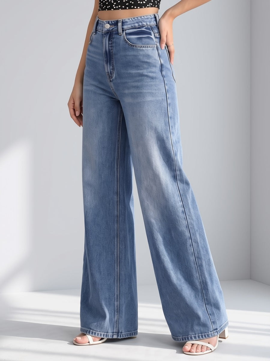 Long Story Tall Flared Wide Legs – Blue