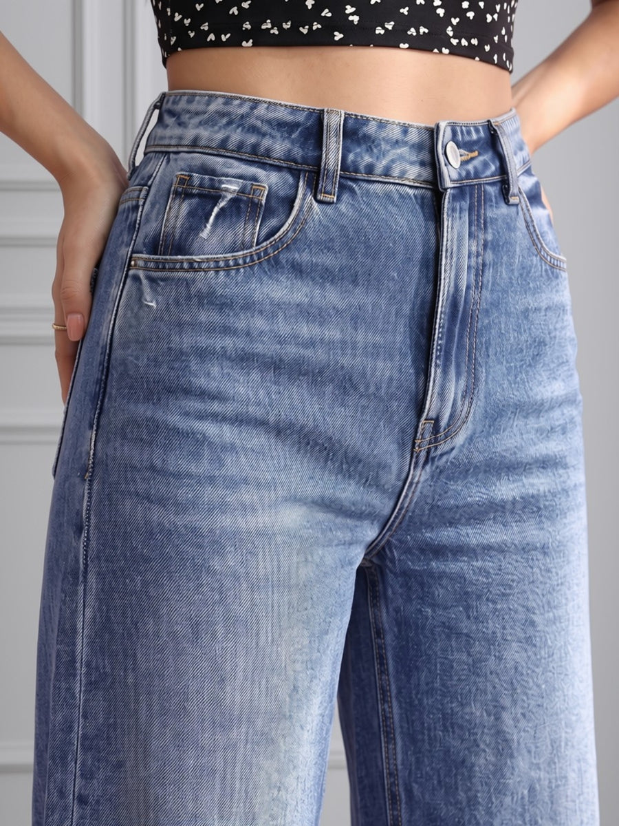 Long Story Tall Flared Wide Legs – Blue