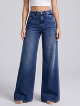Long Story Tall Flared Wide Legs – Dark Blue
