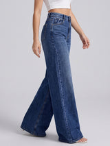 Long Story Tall Flared Wide Legs – Dark Blue