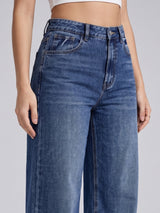 Long Story Tall Flared Wide Legs – Dark Blue